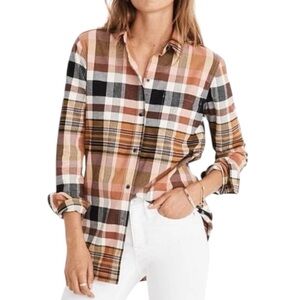 Madewell Plaid Button-Down Shirt in Pink, Brown, White